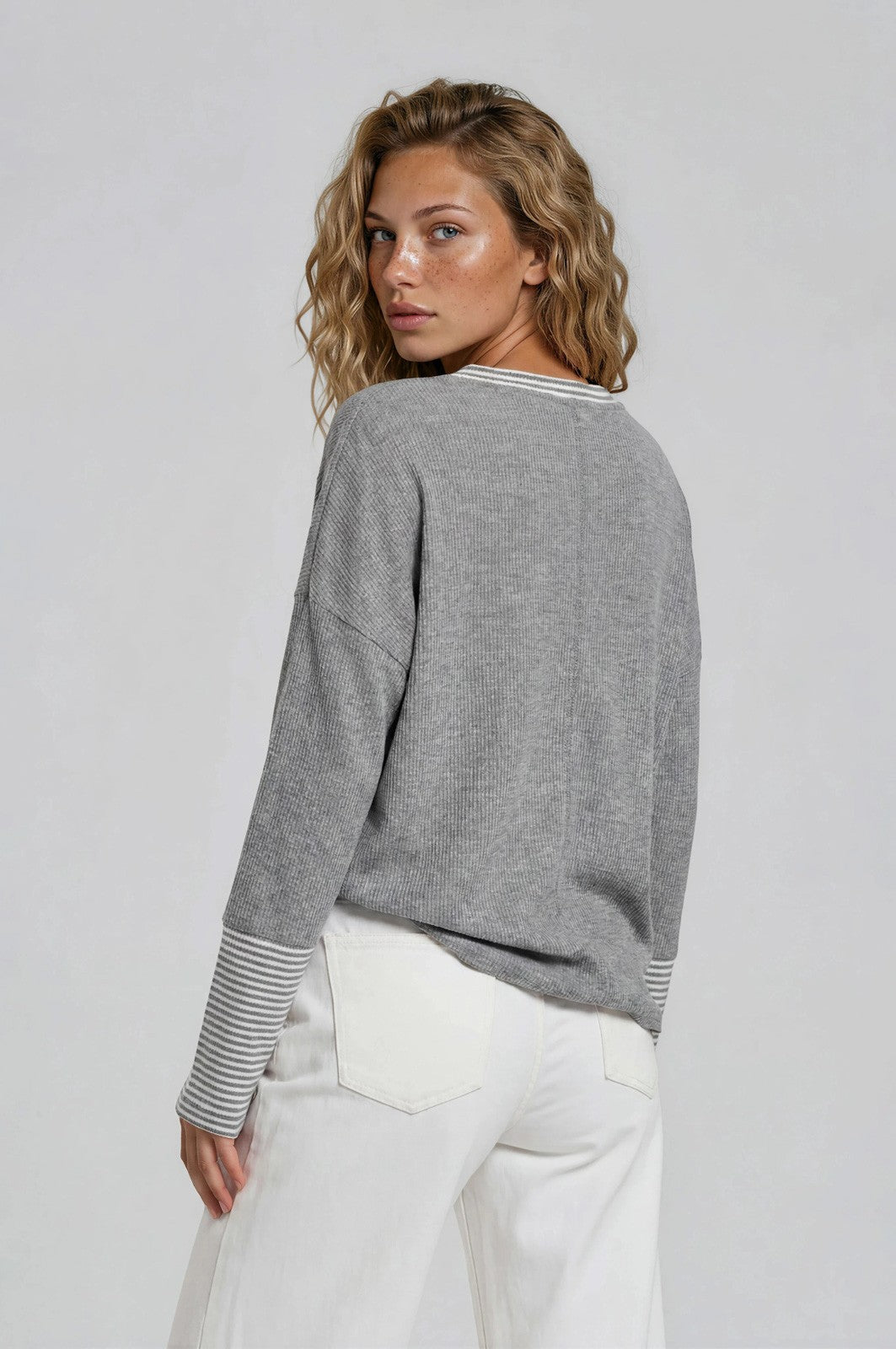 LS Stripe Detail Top