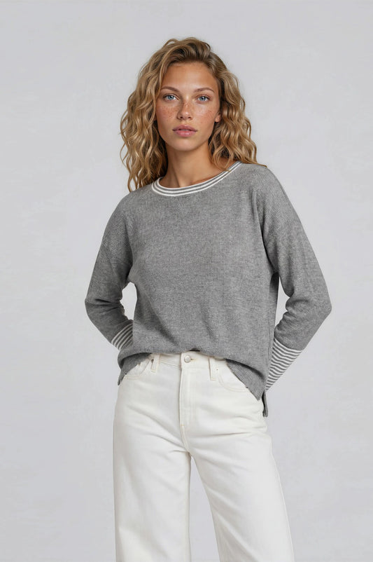 LS Stripe Detail Top