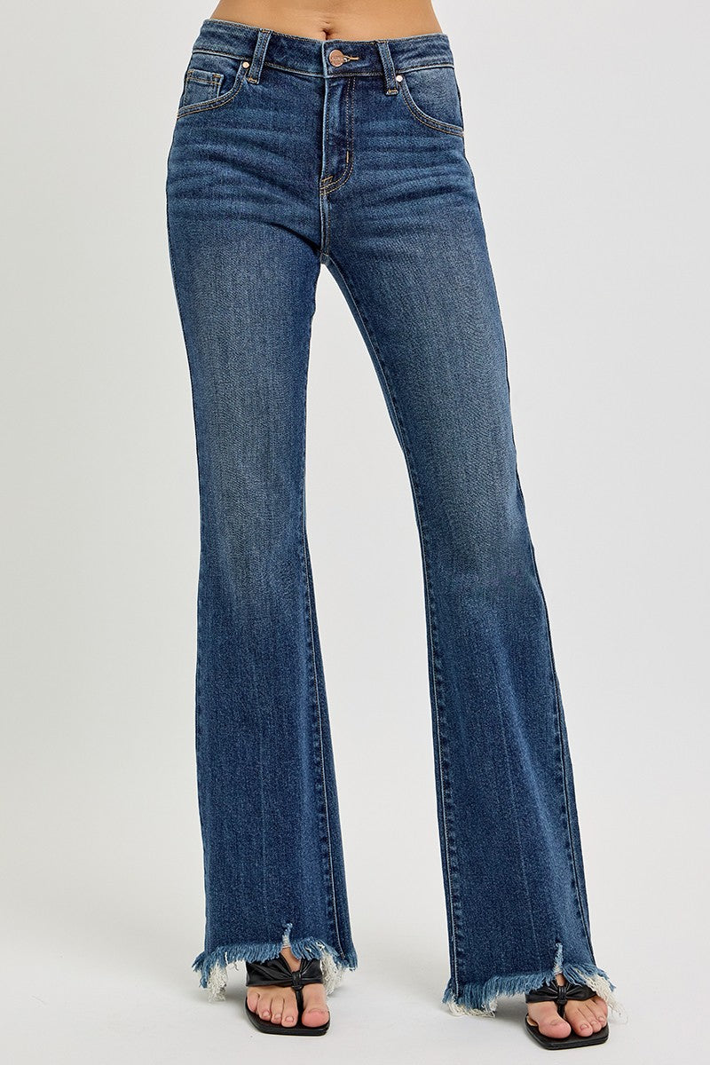 Mila Mid Rise Fray Hem Jeans