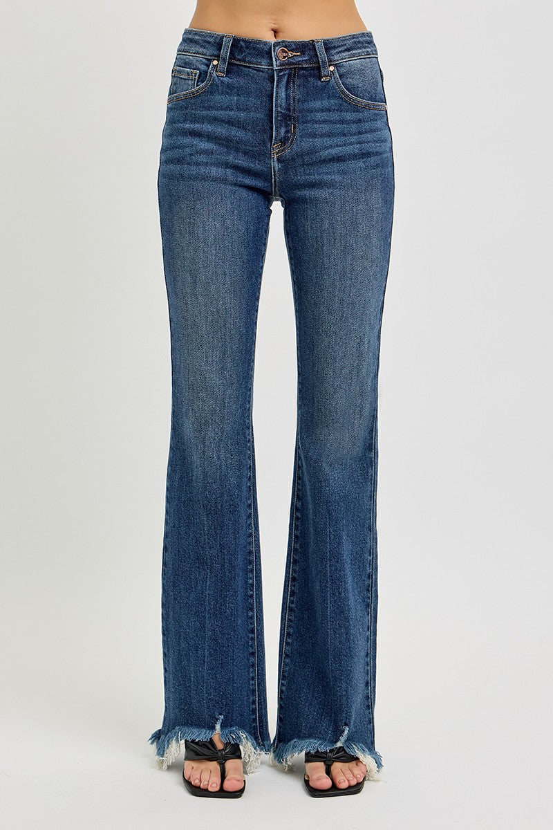 Mila Mid Rise Fray Hem Jeans