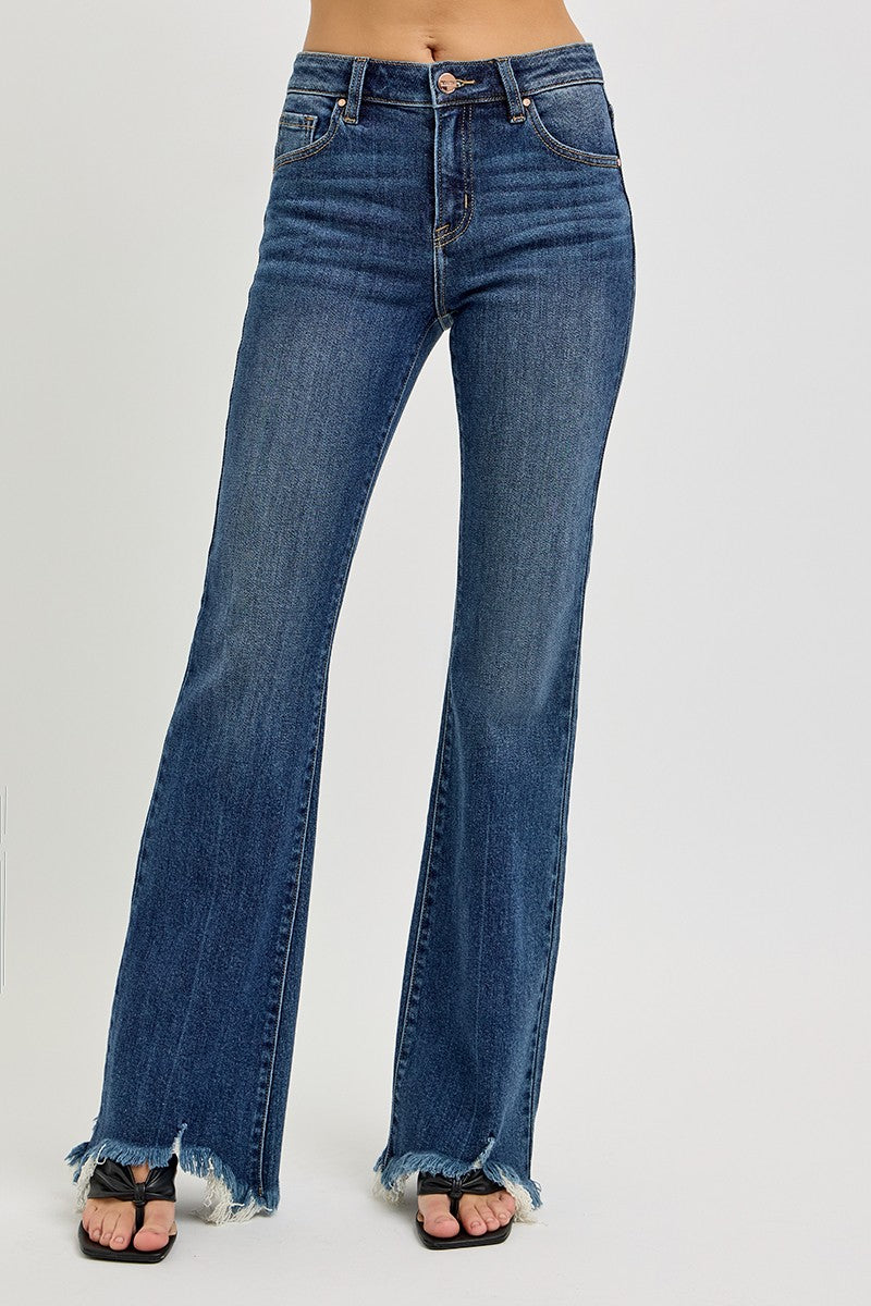 Mila Mid Rise Fray Hem Jeans