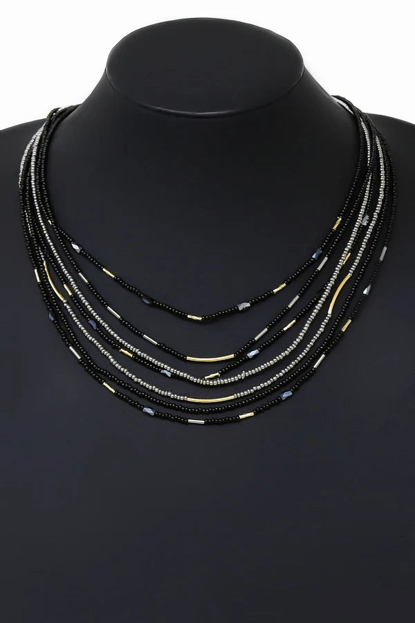 Multi-Strand Seed Bead Layered Necklace