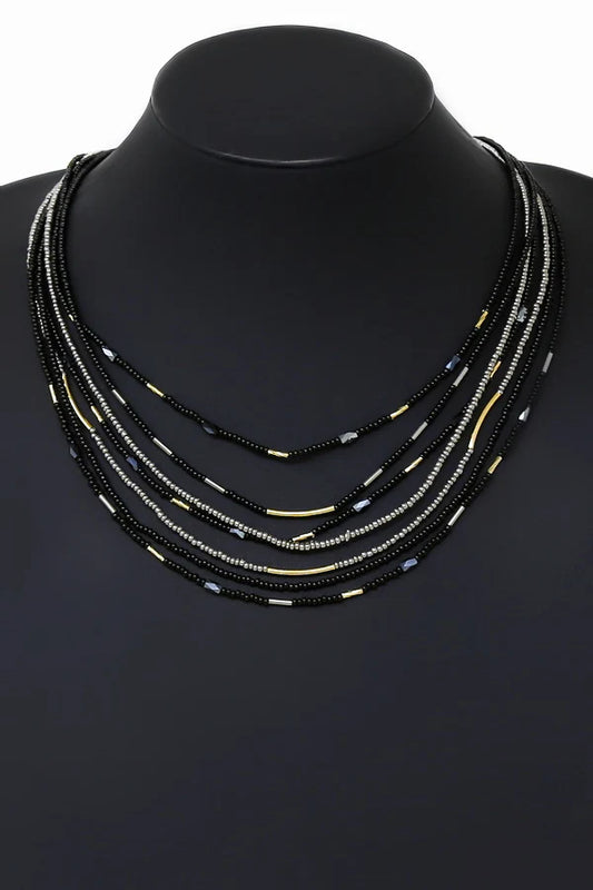 Multi-Strand Seed Bead Layered Necklace