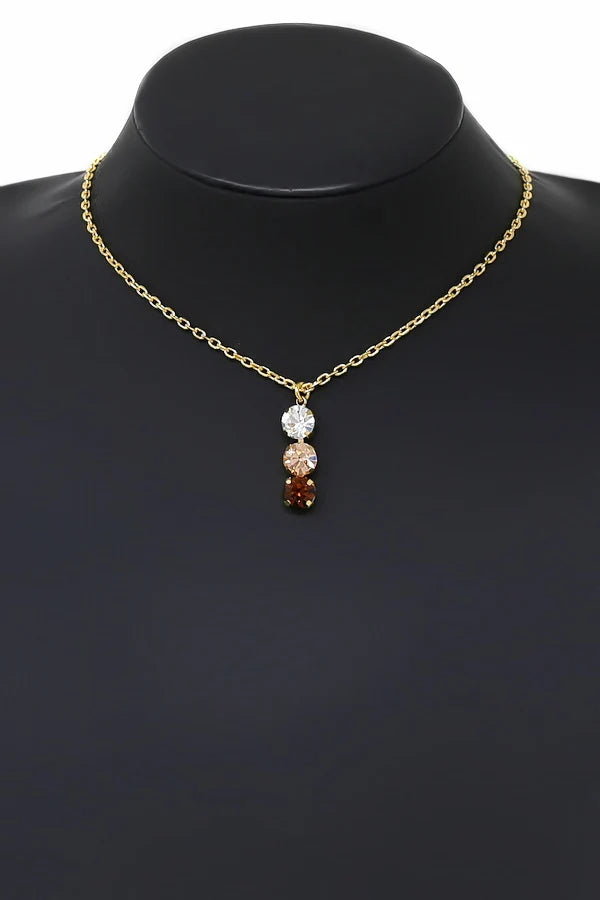 Multicolor Rhinestone Pendant Short Chain Necklace