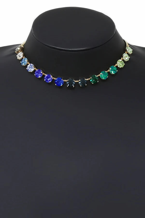 Multicolor Rhinestone Tennis Necklace