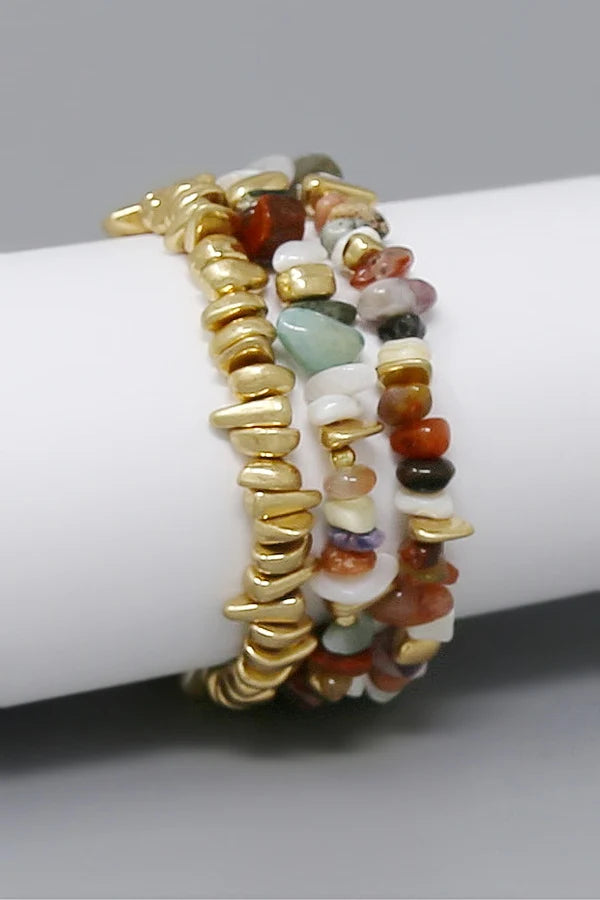 Natural Stone Beaded Stretch Bracelet