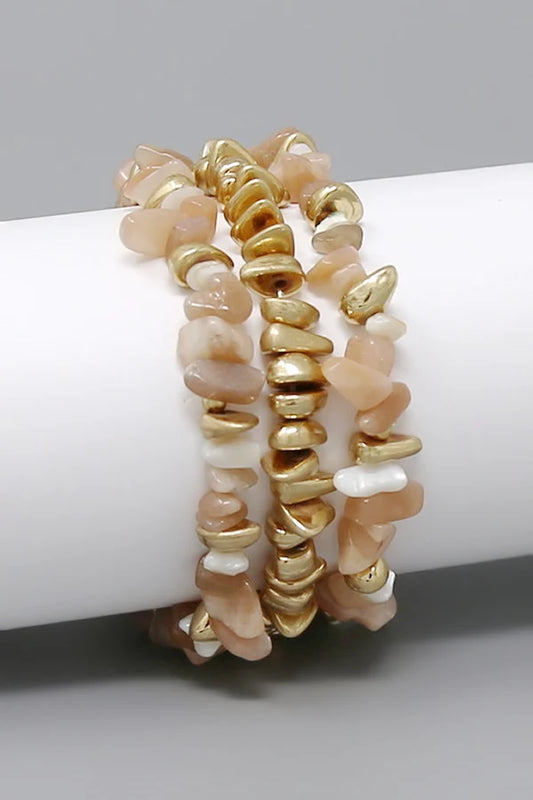 Natural Stone Beaded Stretch Bracelet