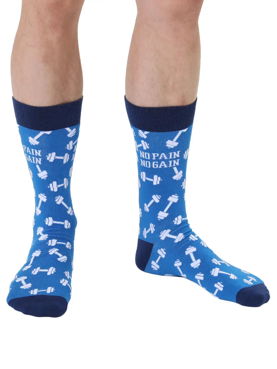 No Pain No Gain Mens Bamboo Crew Socks