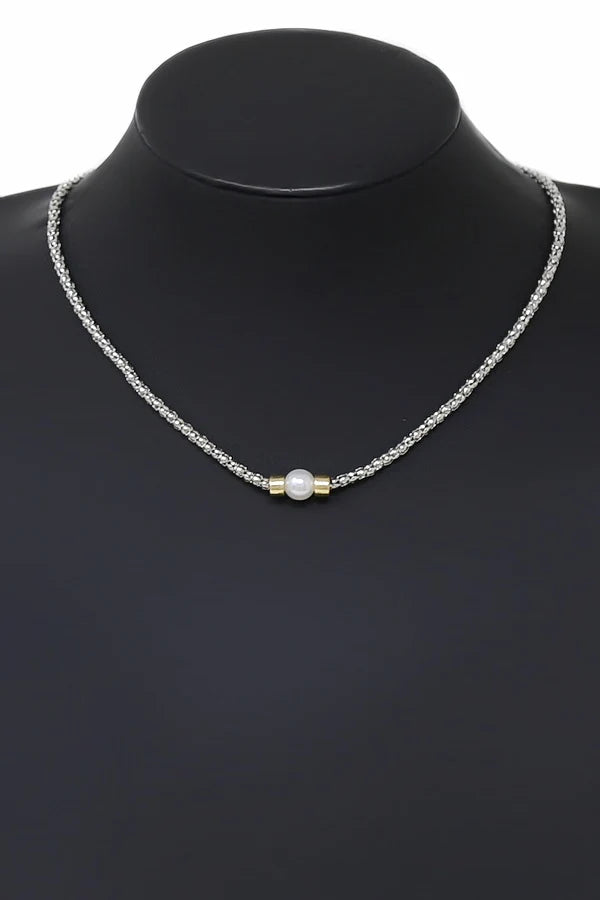 Pearl Accent Popcorn Chain Necklace