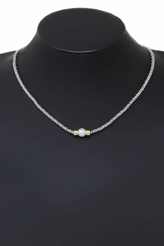 Pearl Accent Popcorn Chain Necklace