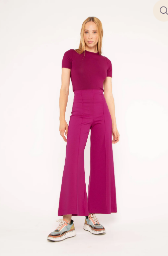 Ponte Knit Wide Leg Pant - Cropped