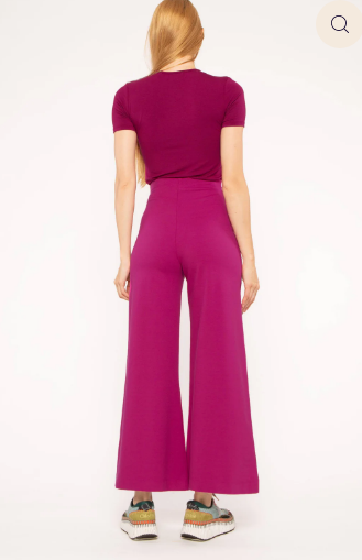 Ponte Knit Wide Leg Pant - Cropped