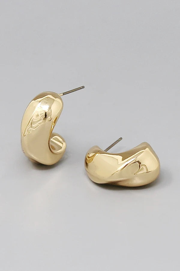 Sculptural Bean Puffy Hoop Earrings