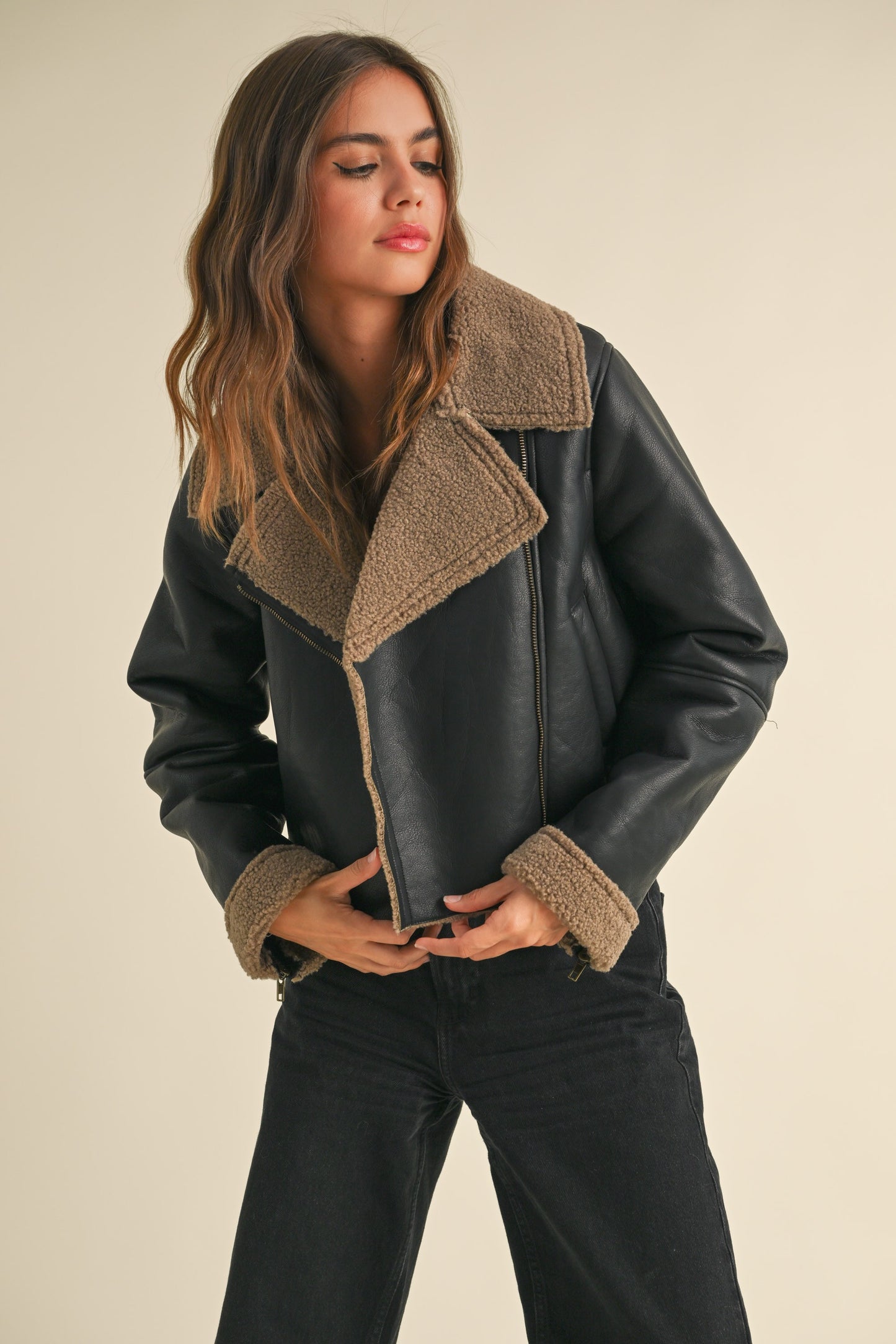 Sherpa biker jacket