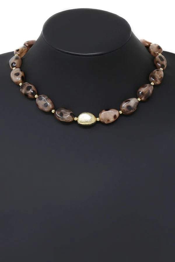 Speckled Resin Bead Statement Necklace