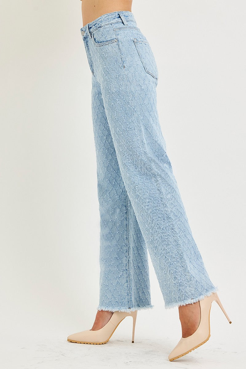 TC HR Ankle Straight Textured Jeans