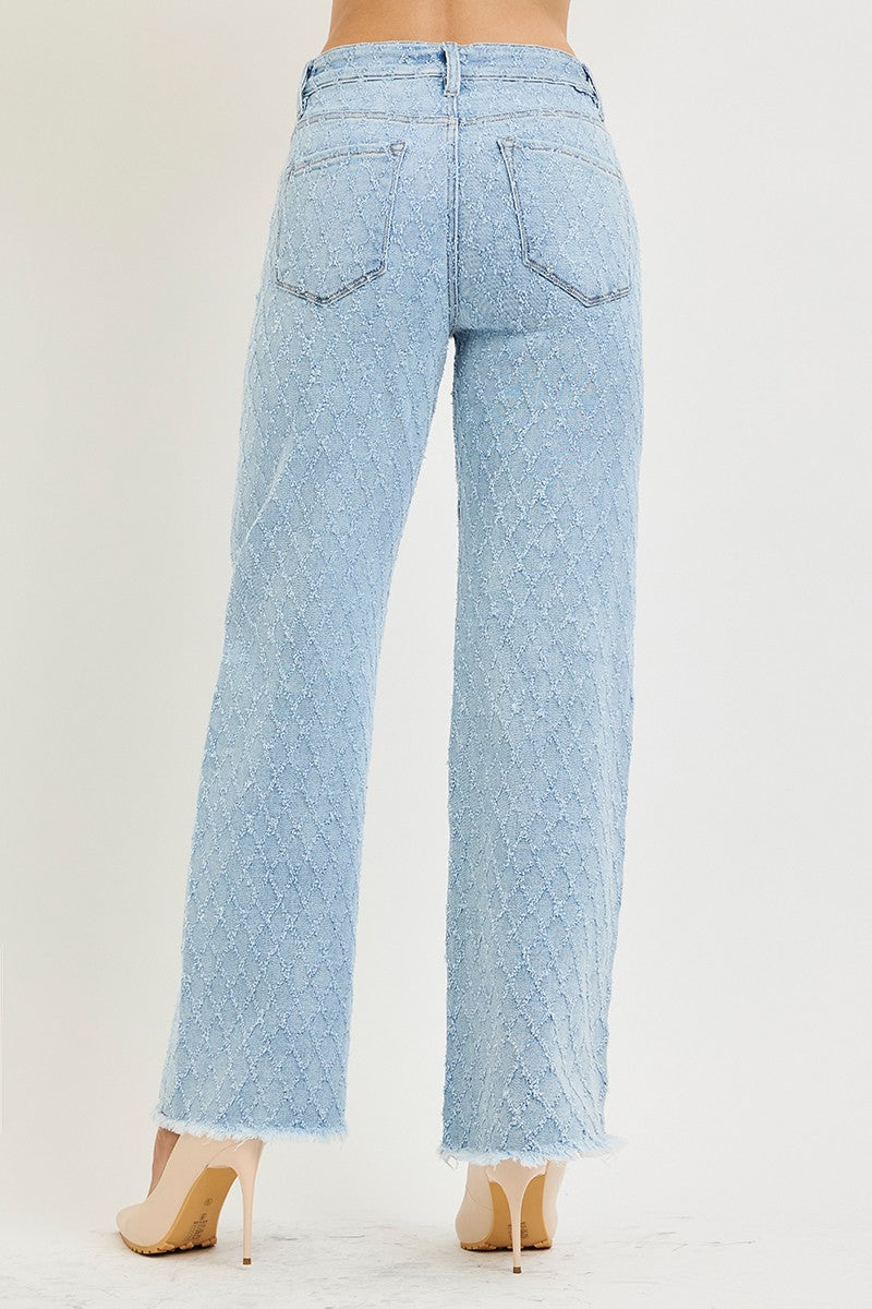 TC HR Ankle Straight Textured Jeans
