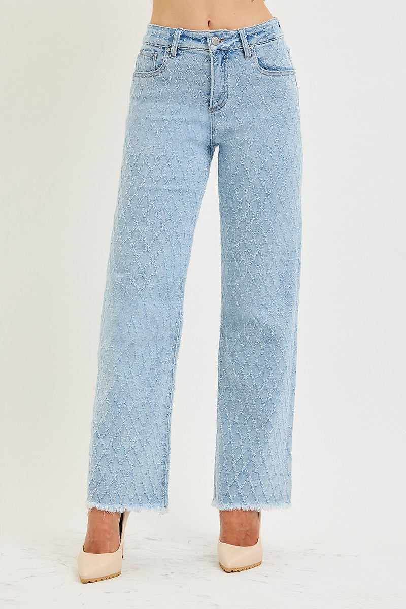 TC HR Ankle Straight Textured Jeans