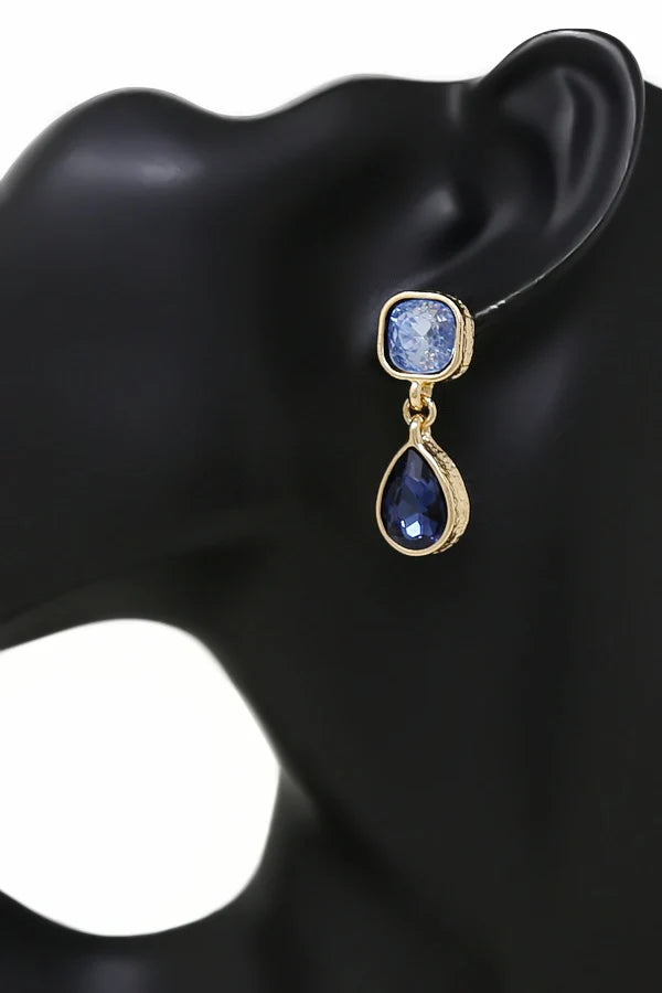 Teardrop & Cushion Cut Crystal Drop Earrings