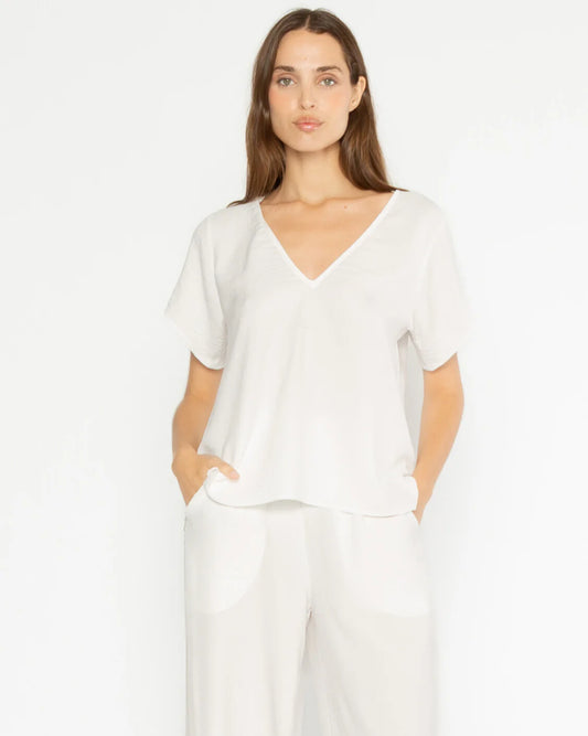 satin crepe everyday v neck