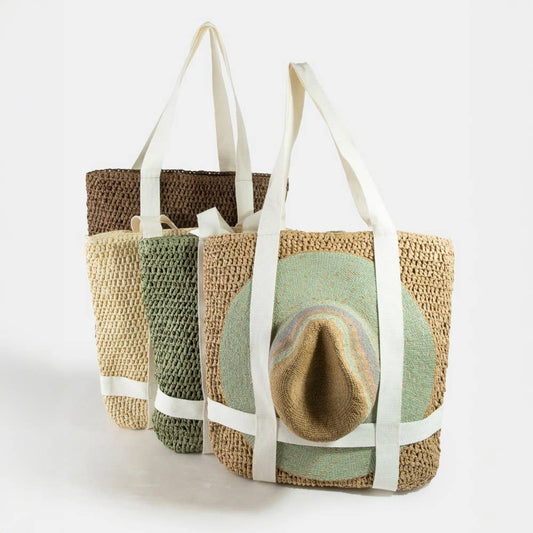 Straw Braided Hat Carrier Tote Bag