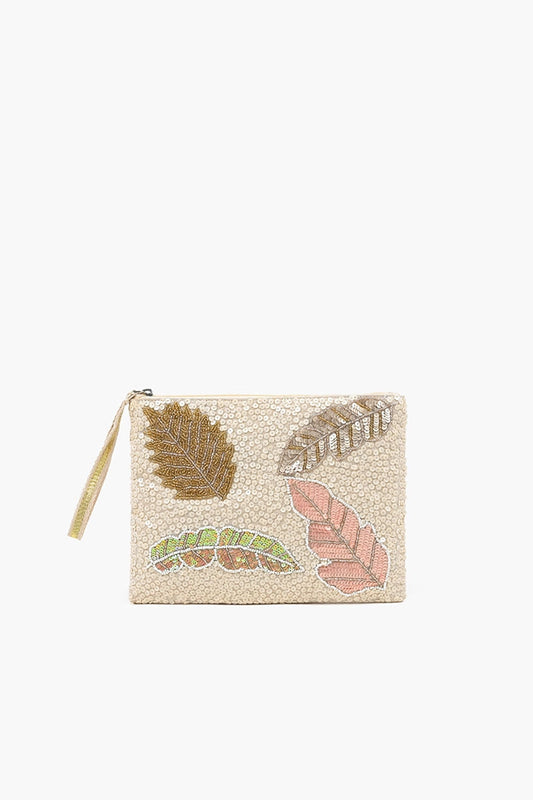 boho beaded wristlet clutch