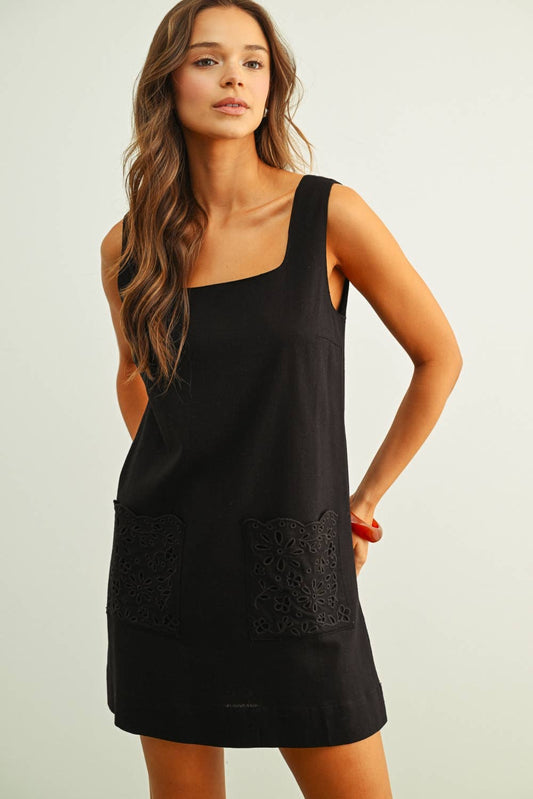 Eyelet you in mini dress