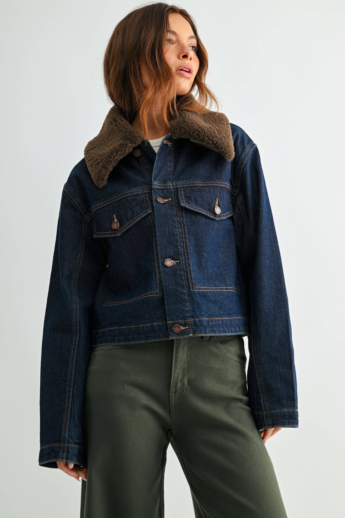city girl denim fur jacket