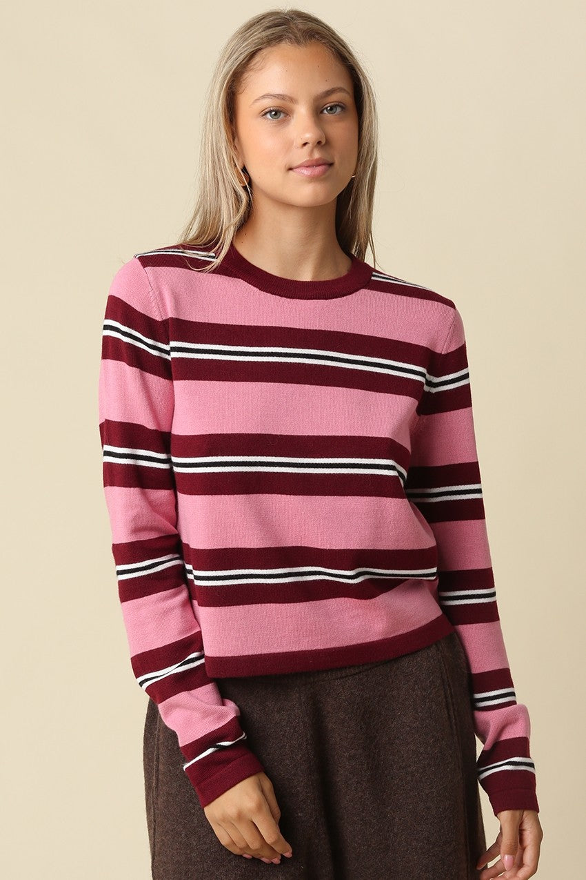 maxine stripe crop knit top