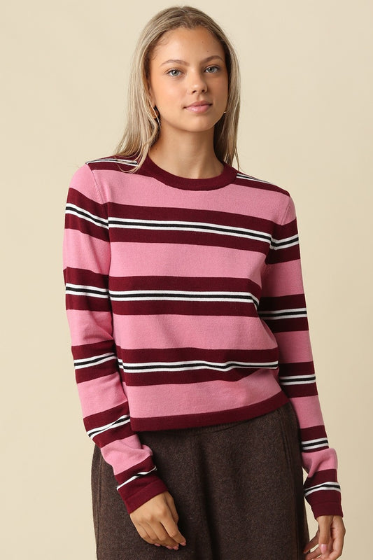 maxine stripe crop knit top