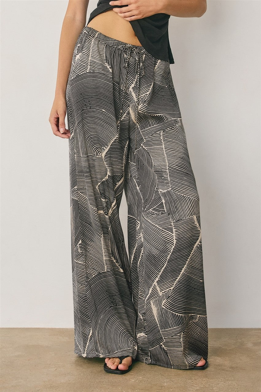 abstract relaxed wide leg pants