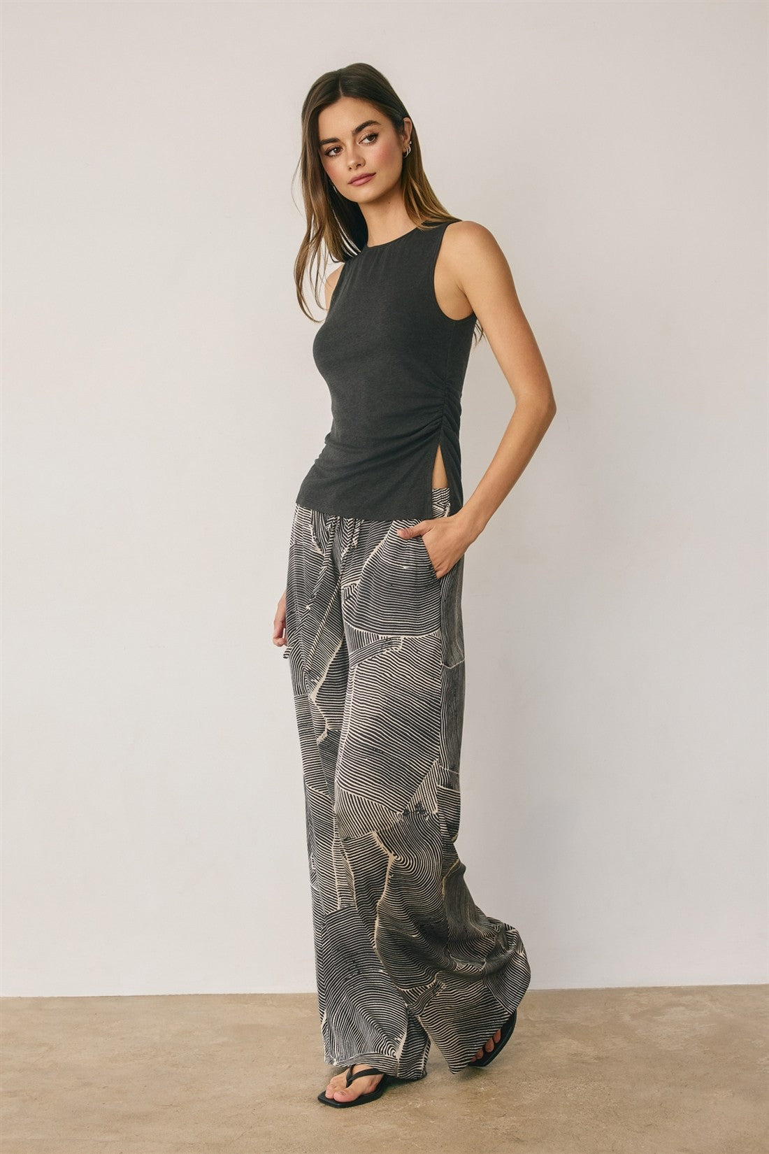 abstract relaxed wide leg pants