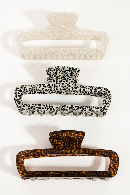 acetate pattern rectangle hair claw