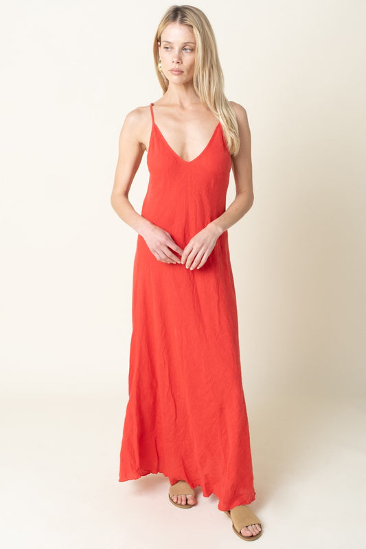 adeline flowy linen maxi dress