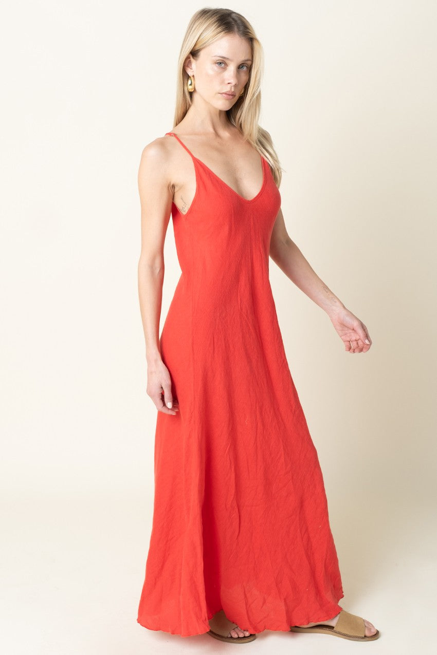 adeline flowy linen maxi dress