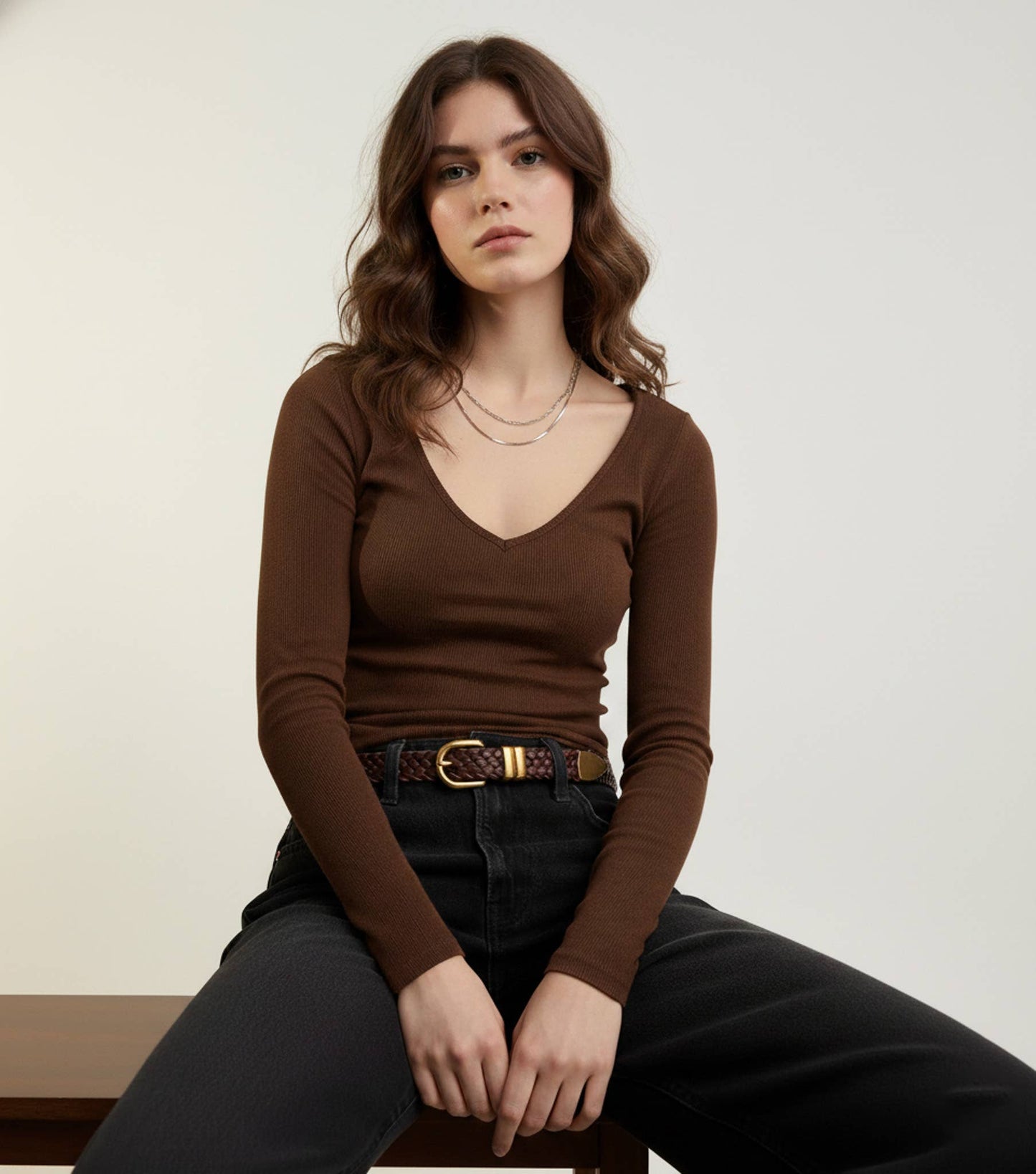 Narrow Leather Braided Belt