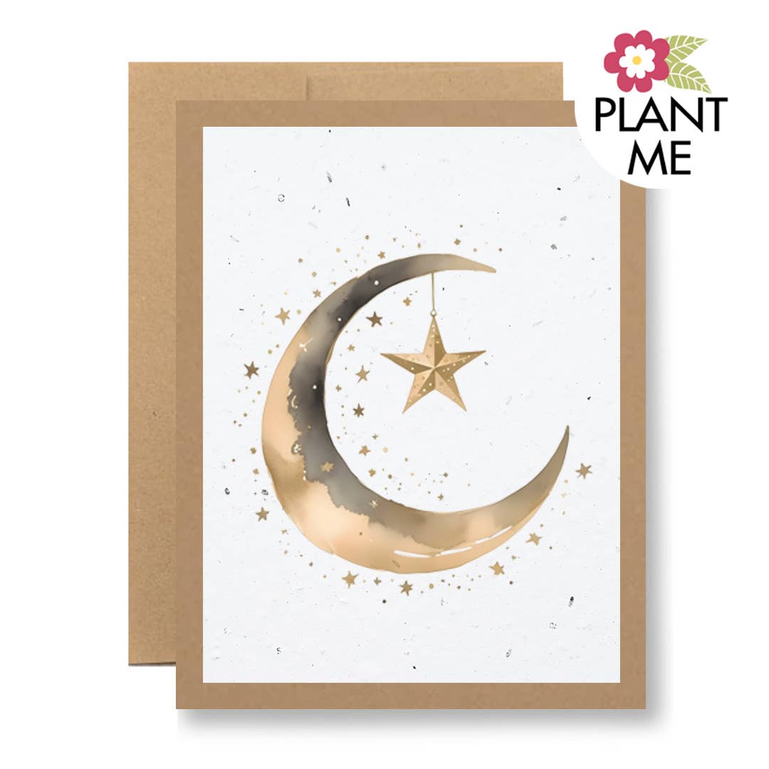 Wildflower Seed Paper Greeting Card - {moon & star}