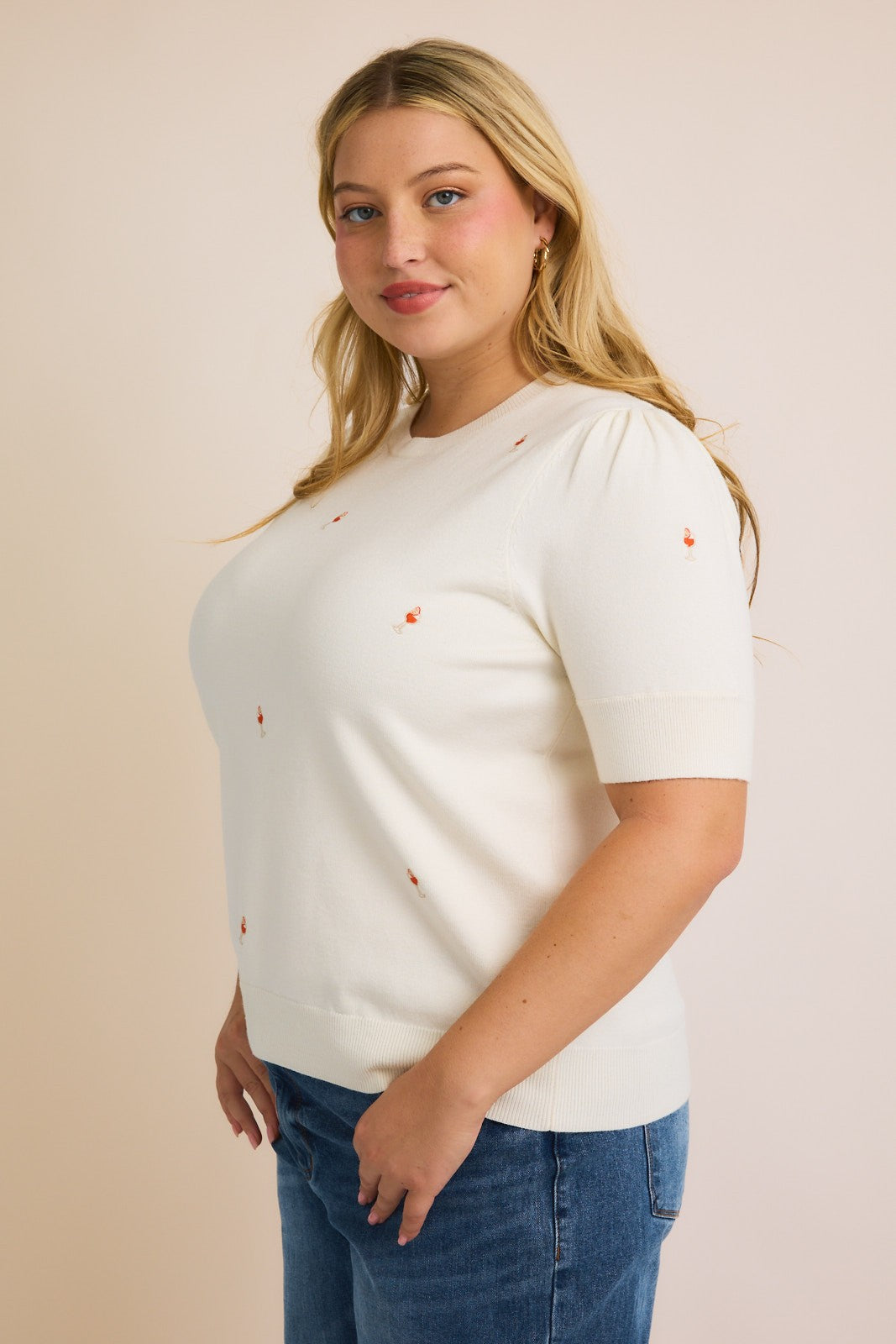 aperol embroidered sweater tee-curvy