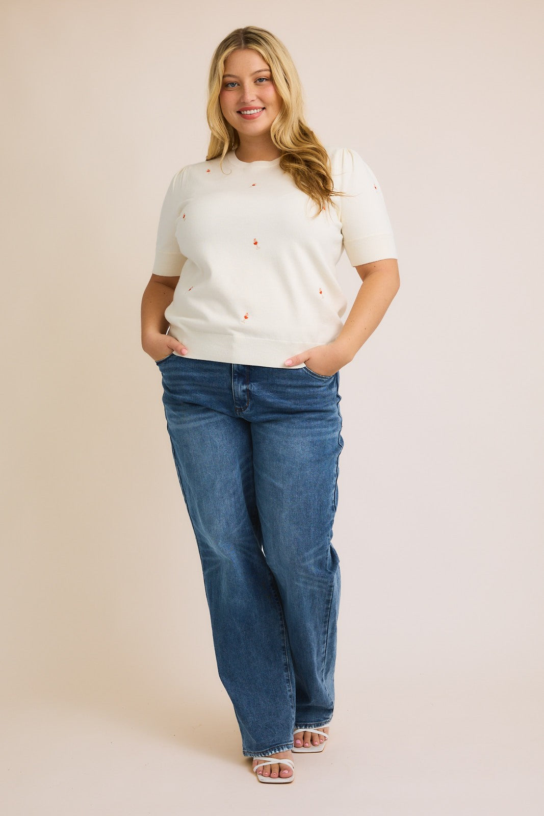 aperol embroidered sweater tee-curvy