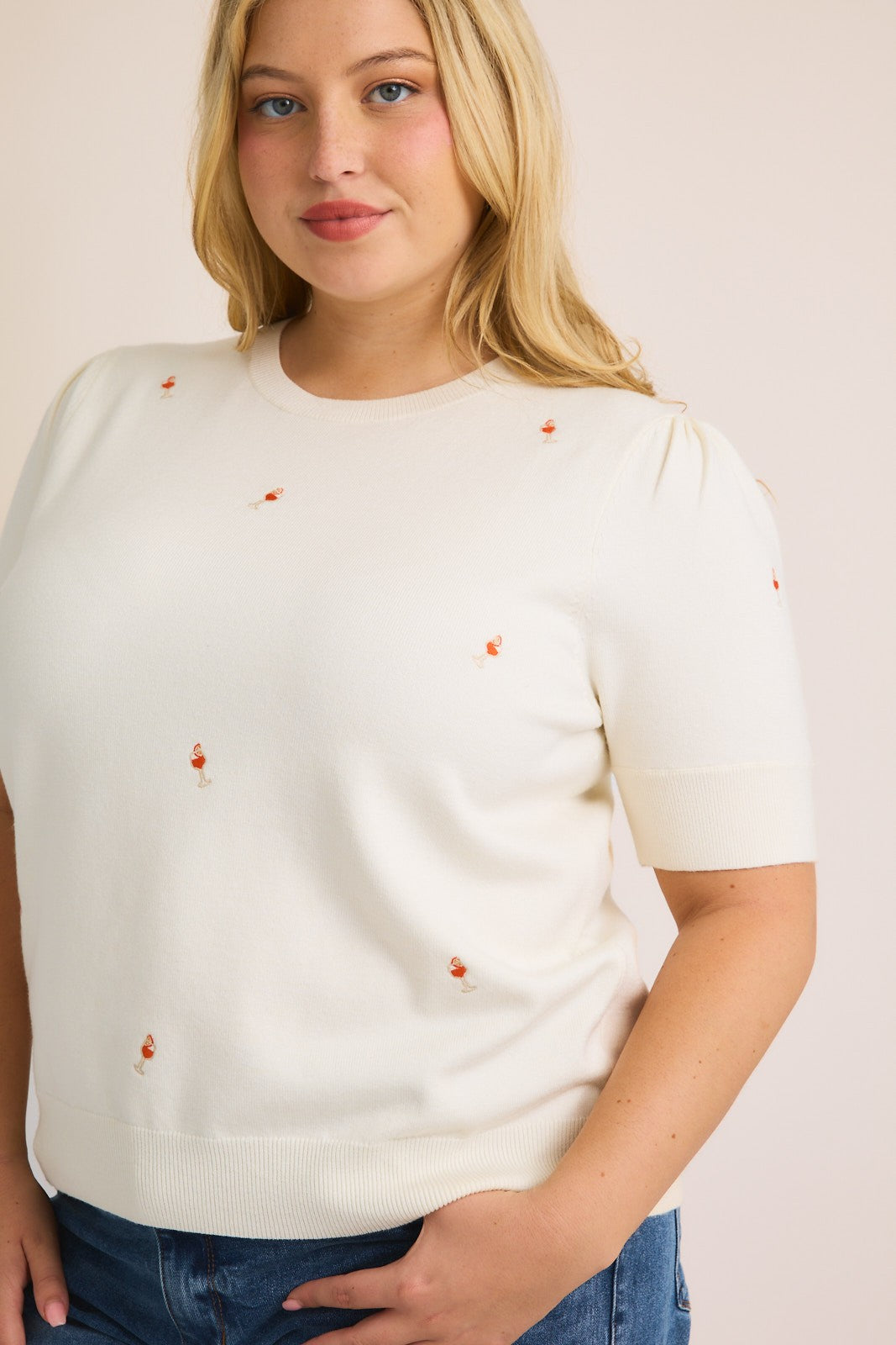 aperol embroidered sweater tee-curvy