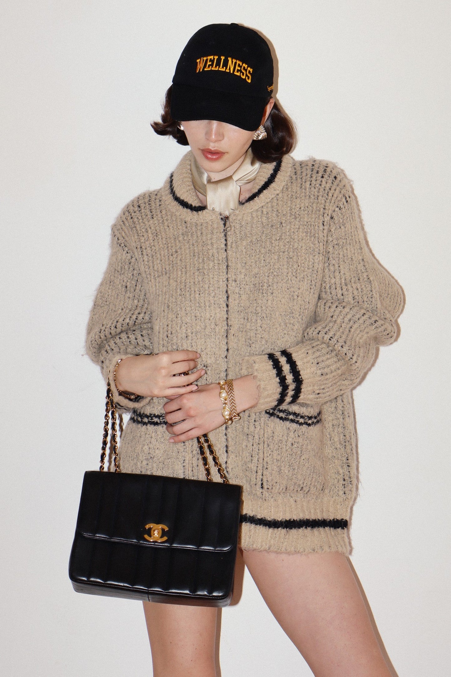 apres textured zip cardigan
