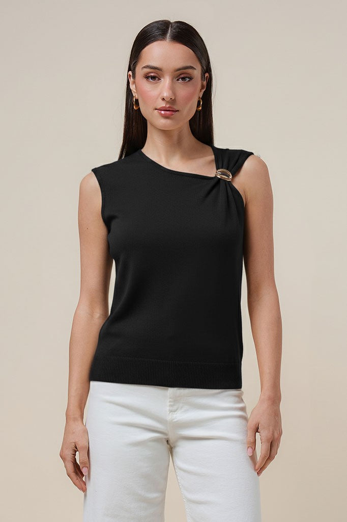 asymmetrical sleeveless top