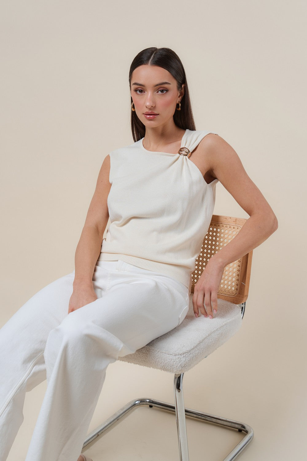 asymmetrical sleeveless top