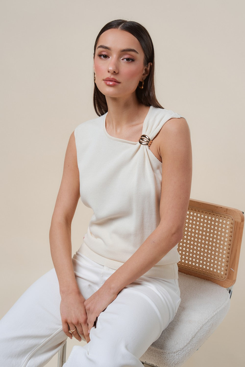 asymmetrical sleeveless top