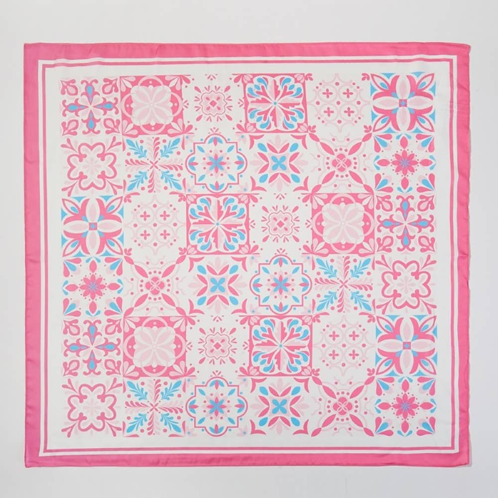 Mosaic Tiles Print Square Bandana Scarf