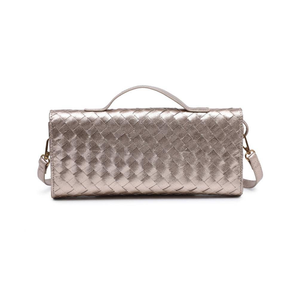 Ada Top Handle Woven East West Clutch Crossbody