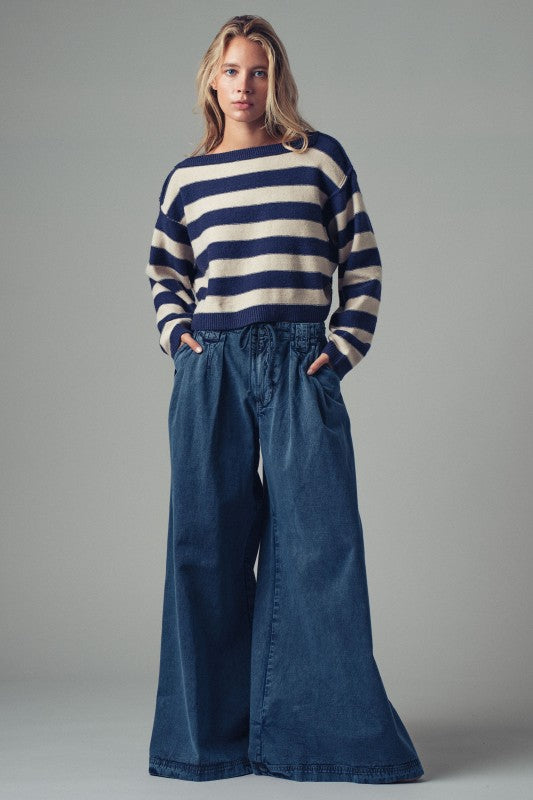 Striped Relaxed Fit Knit Sweater