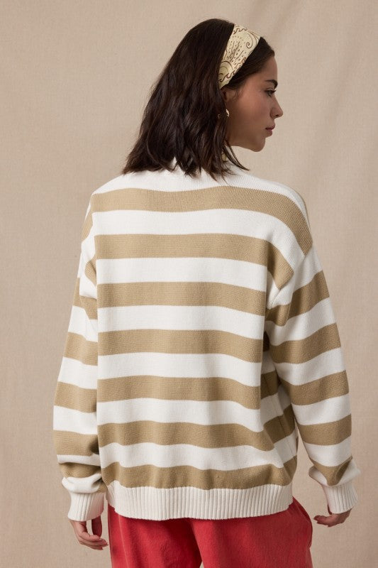 Striped Half-zip Sweater