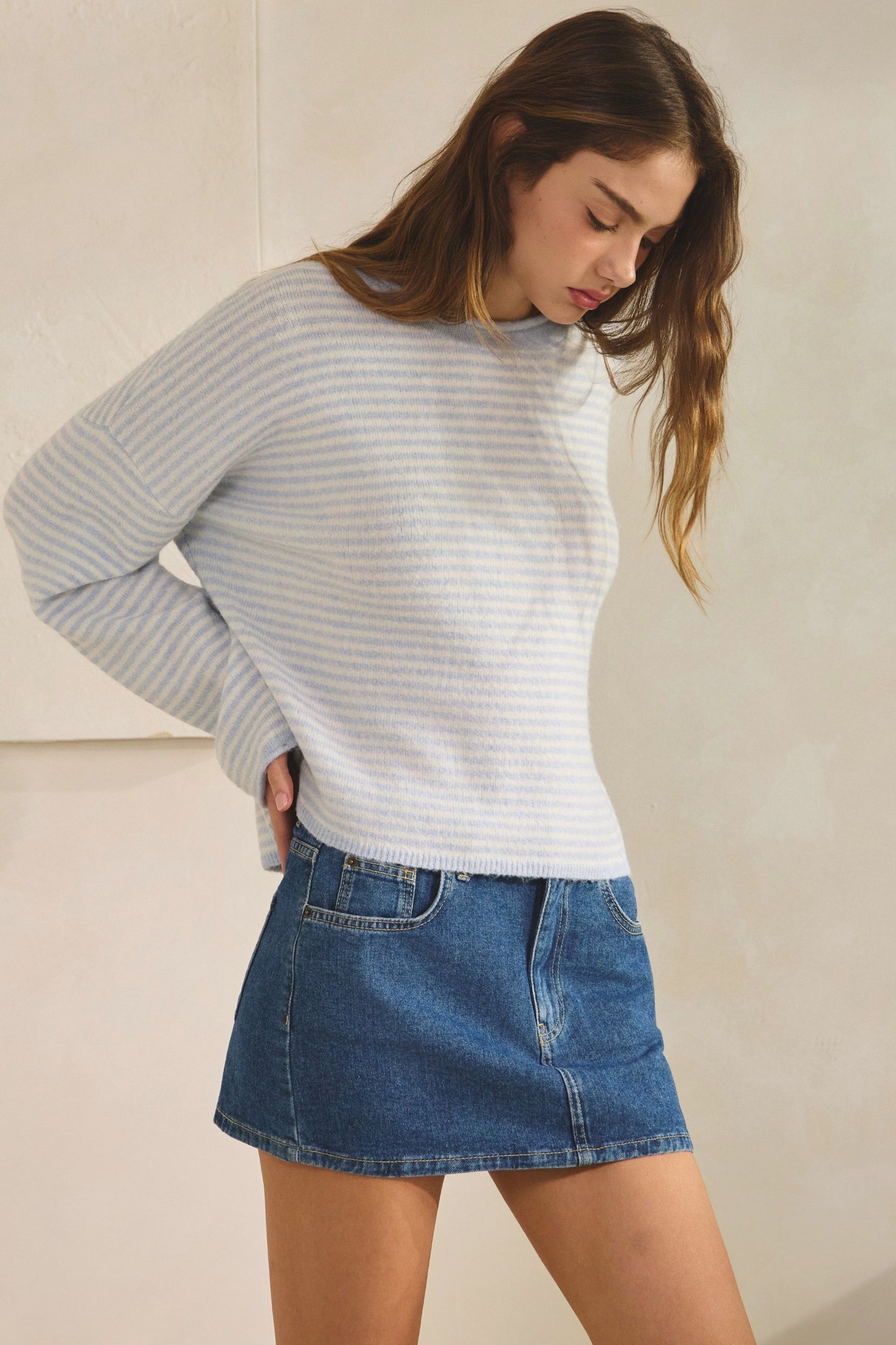 babe striped roll neck sweater