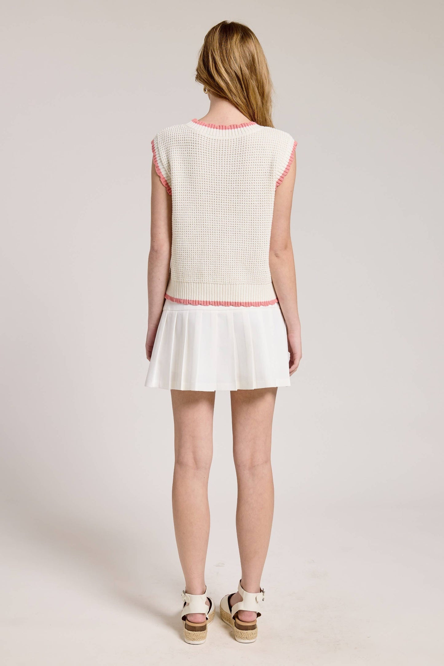 Floral Embroidered + Sequence Sleeveless Knit Vest